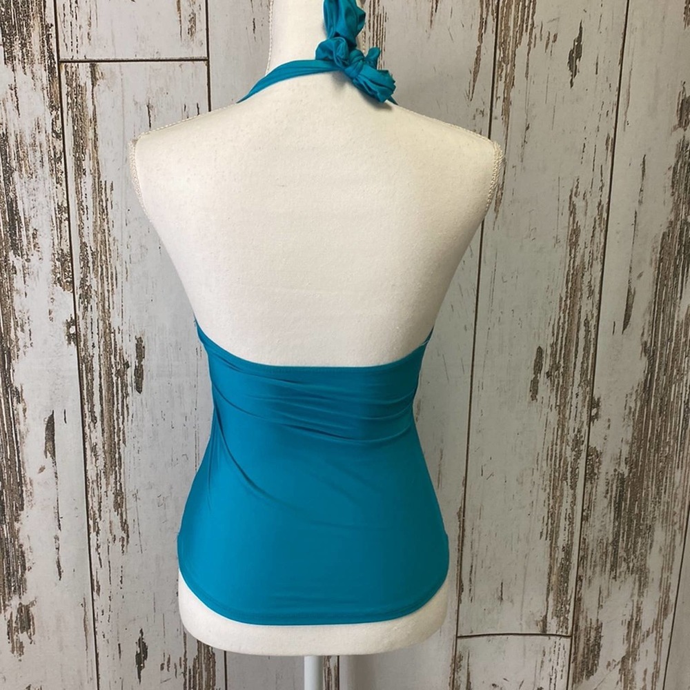 Antonio Melani Solid Teal Halter TieTankini - Picture 2 of 4